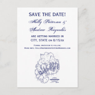  gestileerde Mount Desert Island MN Map Blue Aankondigingskaart