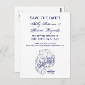 gestileerde Mount Desert Island MN Map Blue Aankondigingskaart (Voorkant / Achterkant)