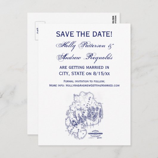  gestileerde Mount Desert Island MN Map Blue Aankondigingskaart (Voorkant / Achterkant)