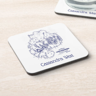  gestileerde Mount Desert Island MN Map Blue Bier Onderzetter