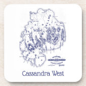  gestileerde Mount Desert Island MN Map Blue Bier Onderzetter (Voorkant)