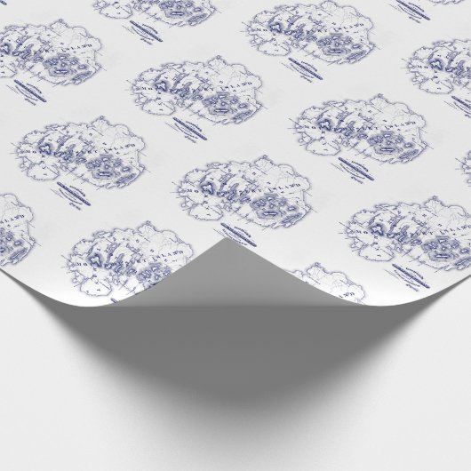  gestileerde Mount Desert Island MN Map Blue Cadeaupapier (Hoek)