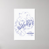 gestileerde Mount Desert Island MN Map Blue Canvas Afdruk (Voorkant)