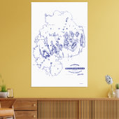 gestileerde Mount Desert Island MN Map Blue Canvas Afdruk (Insitu (Woonkamer))