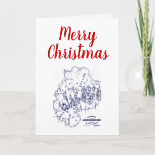 gestileerde Mount Desert Island MN Map Blue Feestdagen Kaart