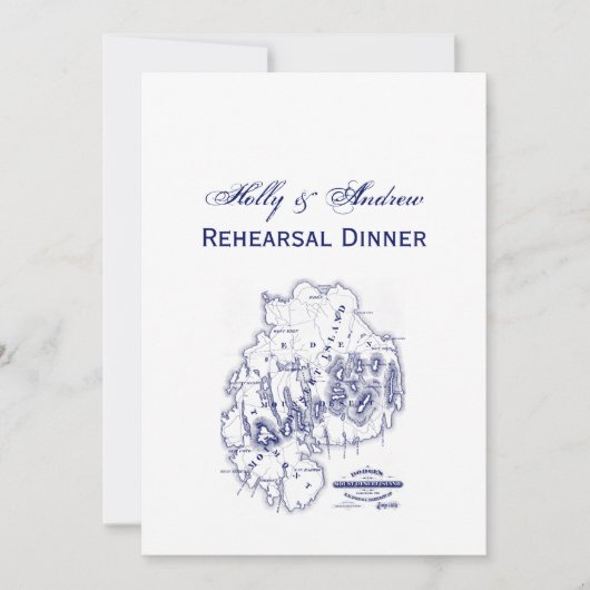  gestileerde Mount Desert Island MN Map Blue Kaart (Voorkant)