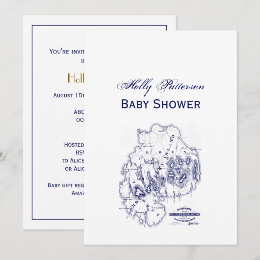 gestileerde Mount Desert Island MN Map Blue Kaart (Voorkant / Achterkant)