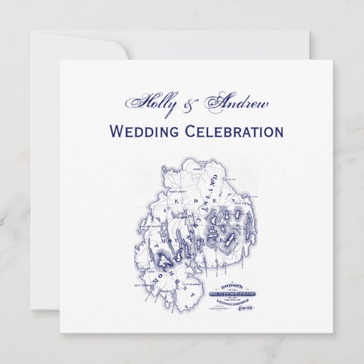 gestileerde Mount Desert Island MN Map Blue Kaart (Voorkant)