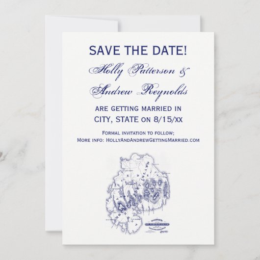 gestileerde Mount Desert Island MN Map Blue Kaart (Voorkant)