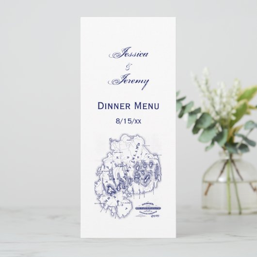  gestileerde Mount Desert Island MN Map Blue Kaart (Staand voorkant)