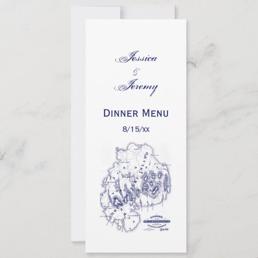 gestileerde Mount Desert Island MN Map Blue Kaart (Voorkant)