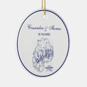  gestileerde Mount Desert Island MN Map Blue Keramisch Ornament (Rechts)