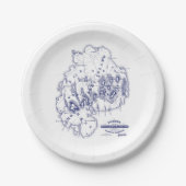 gestileerde Mount Desert Island MN Map Blue Papieren Bordje (Voorkant)