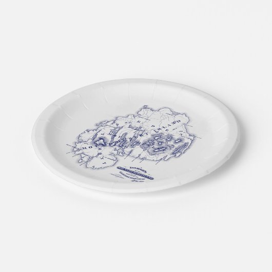 gestileerde Mount Desert Island MN Map Blue Papieren Bordje (Gekanteld)