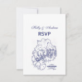  gestileerde Mount Desert Island MN Map Blue RSVP Kaartje (Voorkant)