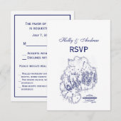  gestileerde Mount Desert Island MN Map Blue RSVP Kaartje (Voorkant / Achterkant)