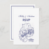 gestileerde Mount Desert Island MN Map Blue RSVP Kaartje (Voorkant / Achterkant)
