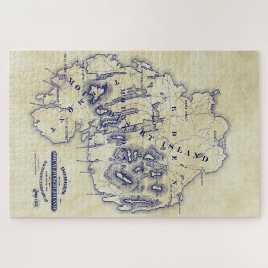  gestileerde Mount Desert Island MN Map Blue T Legpuzzel (Horizontaal)