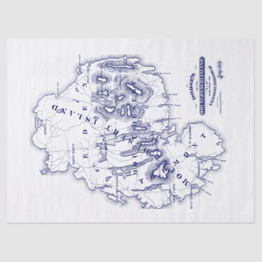 gestileerde Mount Desert Island MN Map Blue Tissuepapier (Voorkant)