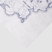  gestileerde Mount Desert Island MN Map Blue Tissuepapier (Detail)