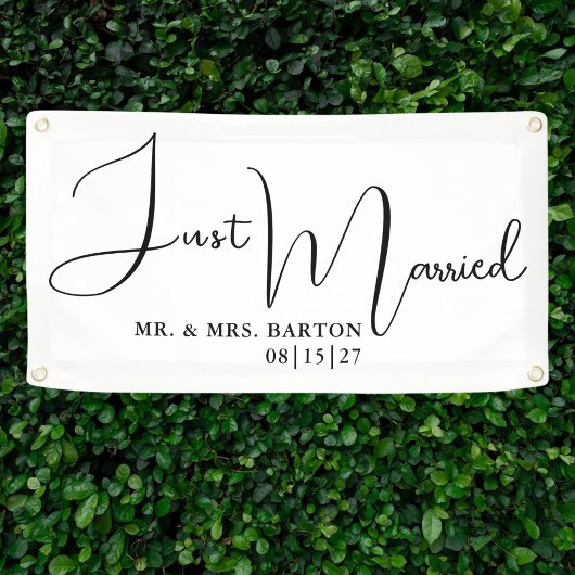 Gestileerde net getrouwde auto banner