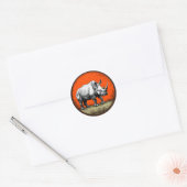 Gestileerde neushoorn krachtige dieren kunst ronde sticker (Envelop)