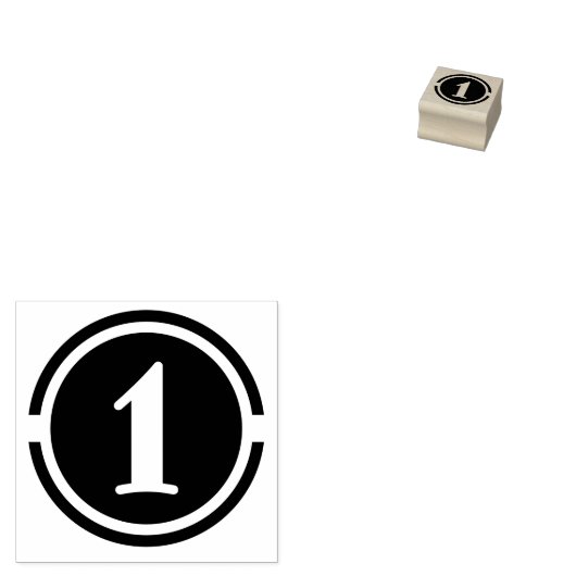 "Gestileerde nummer 1" Rubberen stempel (Gestempeld)