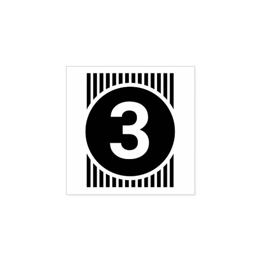 "Gestileerde nummer 3" Rubberen stempel (Afrduk)