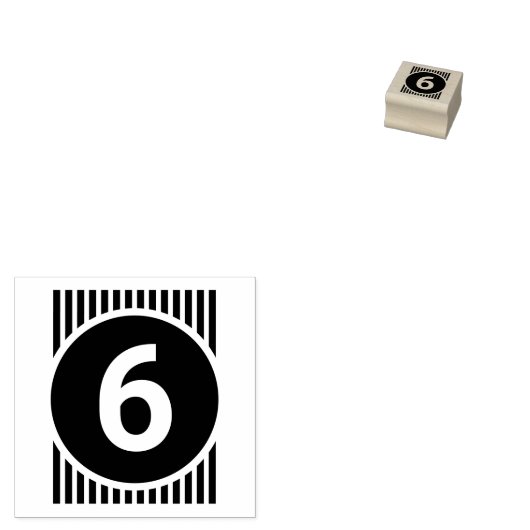 "Gestileerde Nummer 6"Rubberzegel Rubberstempel (Gestempeld)