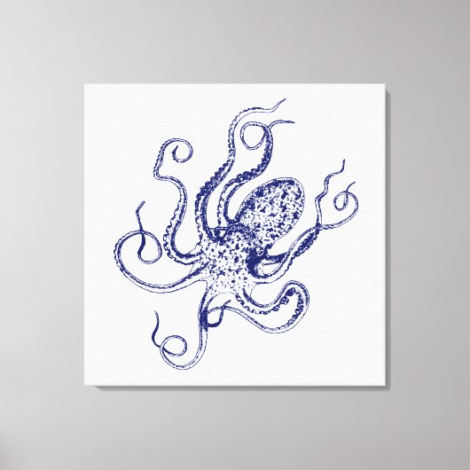 gestileerde octopustekening #1 Blauw Canvas Afdruk (Voorkant)