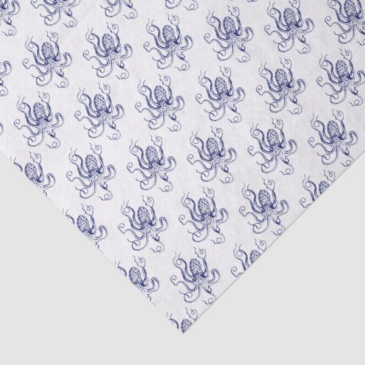  gestileerde octopustekening #1 Blauw Tissuepapier (Detail)