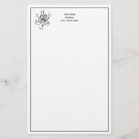  gestileerde octopustekening #1 briefpapier (Voorkant)