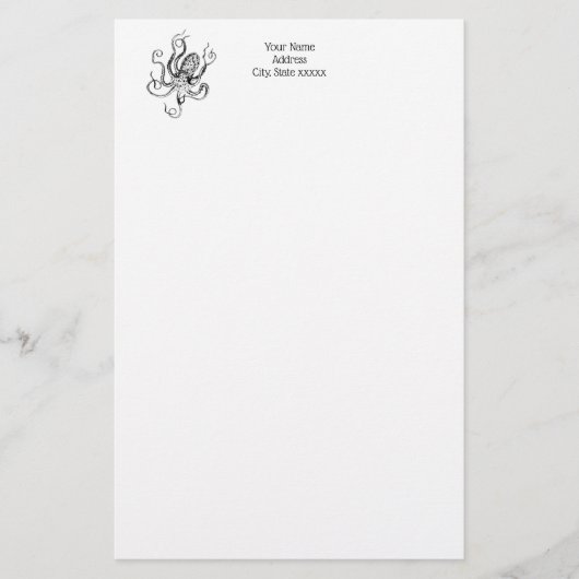 gestileerde octopustekening #1 briefpapier (Voorkant)