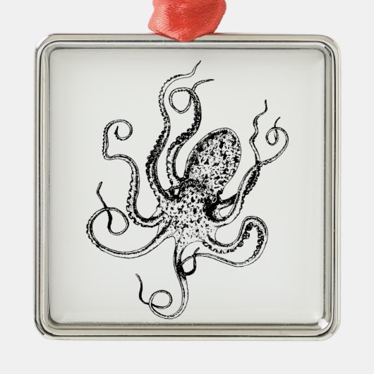  gestileerde octopustekening #1 metalen ornament (Voorkant)