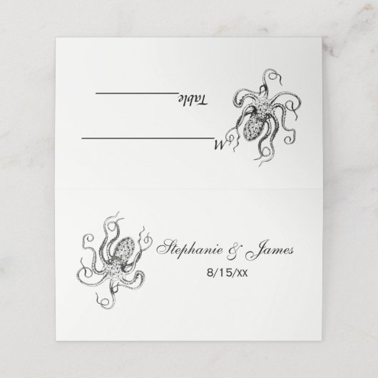  gestileerde octopustekening #1 plaatskaartje (Buitenkant ongevouwen)