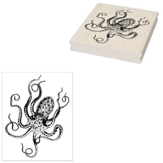  gestileerde octopustekening #1 rubberstempel (Gestempeld)