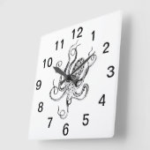  gestileerde octopustekening #1 vierkante klok (Hoek)