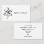  gestileerde octopustekening #1 visitekaartje (Voorkant / Achterkant)