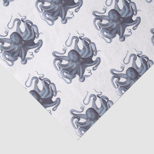 gestileerde octopustekening #3 Blauw Tissuepapier (Detail)