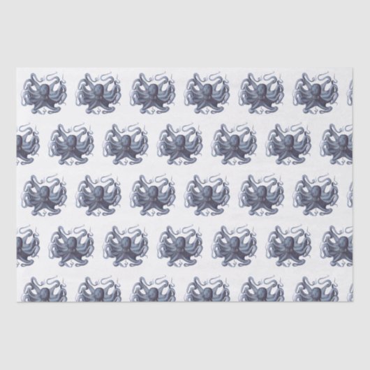 gestileerde octopustekening #3 Blauw Tissuepapier (Voorkant)