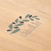 Gestileerde Olijftak Mediterrane charme bruiloft Acryl Uitnodigingen (Laagn)
