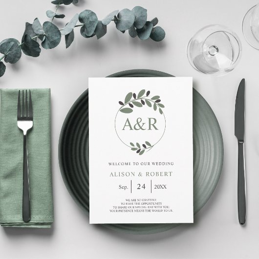 Gestileerde olijftak Mediterrane charme bruiloft Programmakaart
