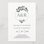 Gestileerde olijftak Mediterrane charme bruiloft Programmakaart (Voorkant)