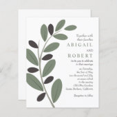 Gestileerde olijftak QR code bruiloft uitnodiging (Voorkant / Achterkant)