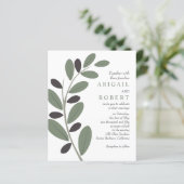 Gestileerde olijftak QR code bruiloft uitnodiging (Staand voorkant)