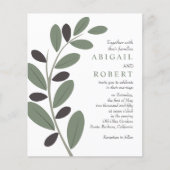 Gestileerde olijftak QR code bruiloft uitnodiging (Voorkant)