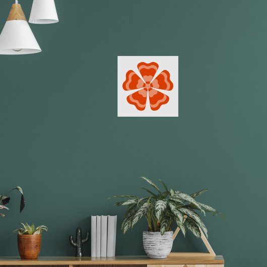 Gestileerde Oranje Retro Bloem Poster (Woonkamer 1)