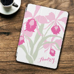 Gestileerde orchidee cattleya roze kunst naam ipad iPad air cover<br><div class="desc">Prachtige bloemenstralende orchidee grafische bloemen in tinten van roze,  wit en groen. Aanpassen met je eigen naam leest momenteel Audrey. Originele prentkunst van Sarah Trett.</div>