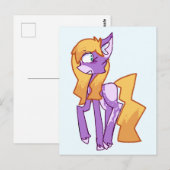 Gestileerde Paarse Cartoon Pony Post Kaart (Voorkant / Achterkant)