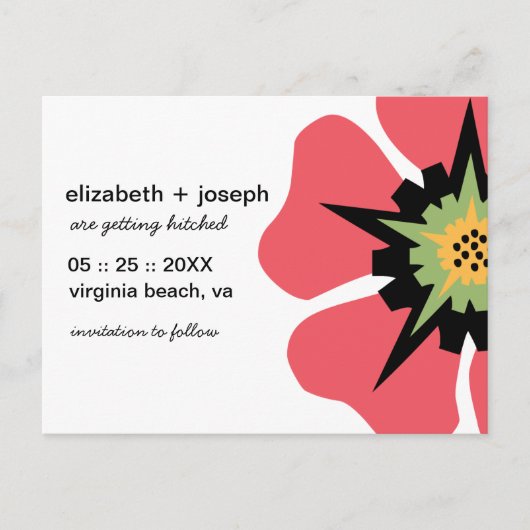 Gestileerde Pansy SAVE THE DATE Briefkaart (Voorkant)